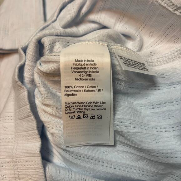 Madewell Light Blue Pointelle Cotton Notch Neck Tee Shirt XXS NWT - Picture 8 of 8